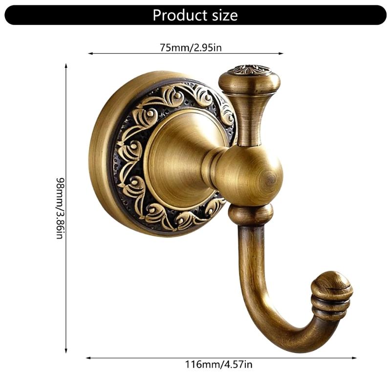 Decorative Brass Towel Hook With Smooth Brushed Finish Elegant Retro Styles Bathroom Accessory Towel Rack