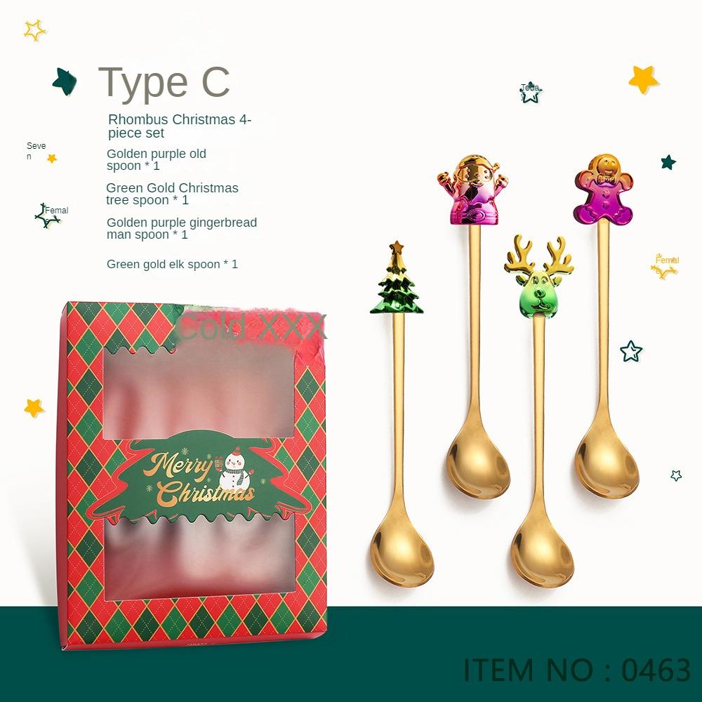 HANYANG Tableware Stainless Steel Small Spoon Golden Dessert Spoon Fruit Fork