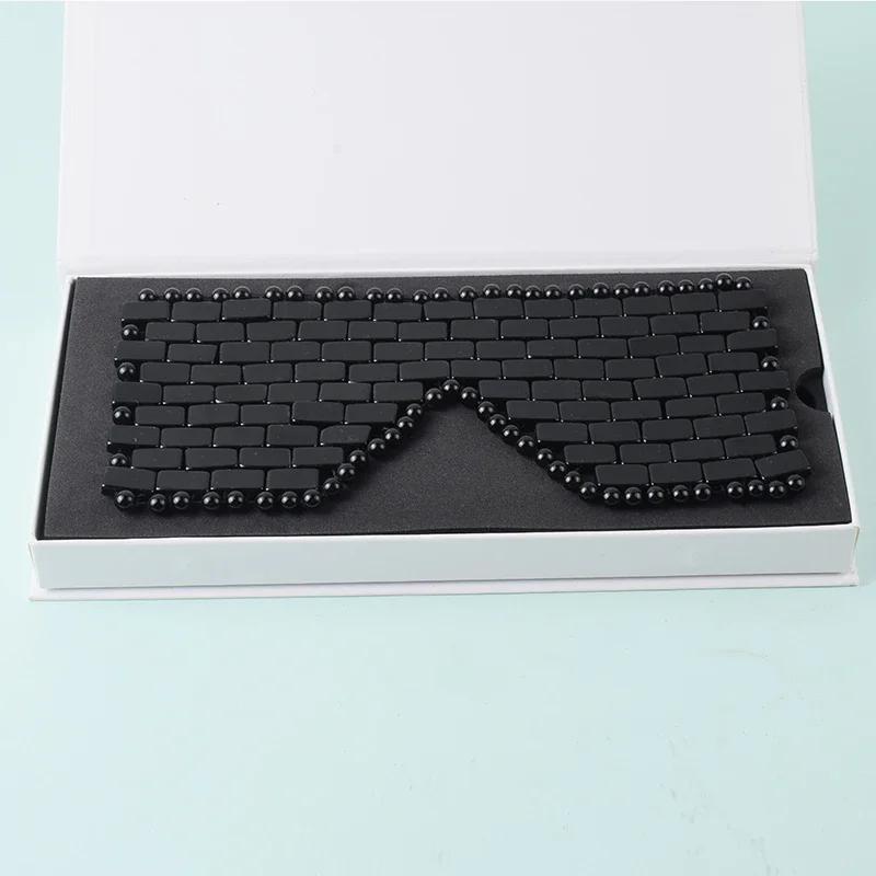 Handmade Exquisite Natural Jade Eye Mask Rose Quartz Facial Massager Natural Stone for Therapy Sleep Eye Mask Relieve Fatigue