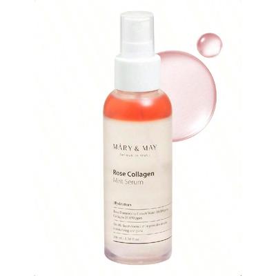 Mary&May Rose Collagen Mist Serum 100ml - Dubbellagersessens Ansiktsspray - Anti-Aging Och Strålande Hud Med Damascenarosvatten Och Växtbaserade Oljor