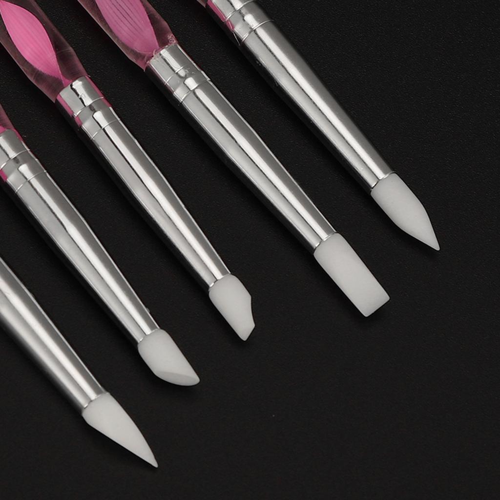 5pcs Nail Art Dotting Pen Dual Ended Nail Painting Pen Carving Pen with Acrylic Handle