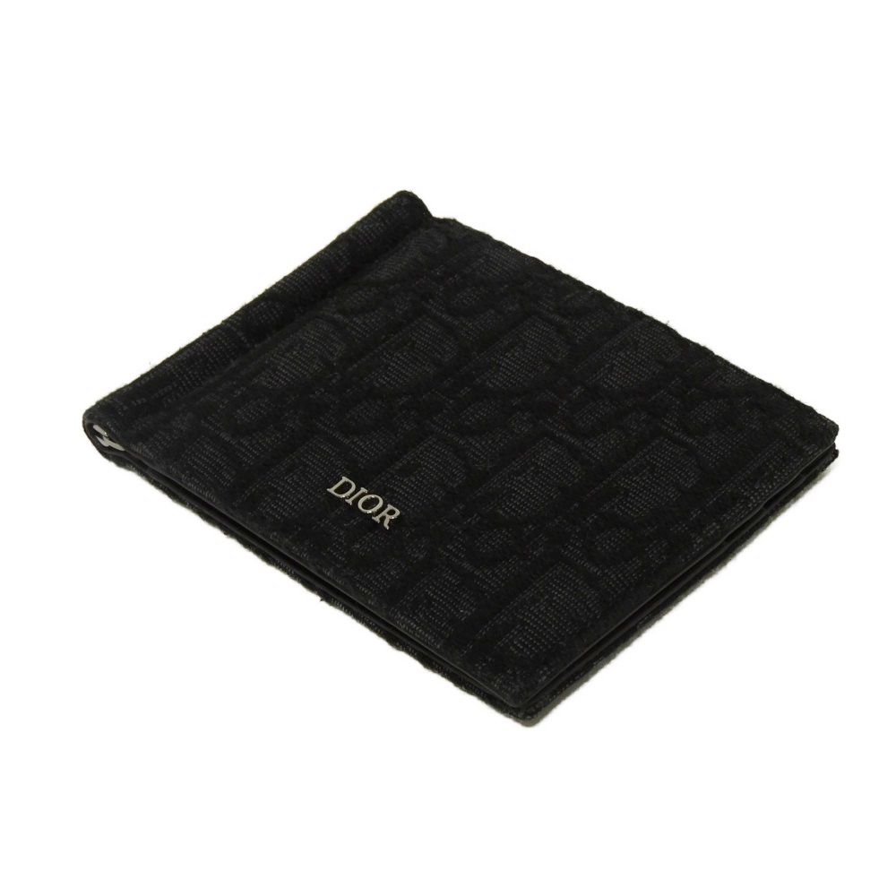 Used 10656 Oblique Jacquard Money Clip Wallet 2ESBH069YSE_H03E 7941 Current Card Case Logo Metal Black Men's from Japan