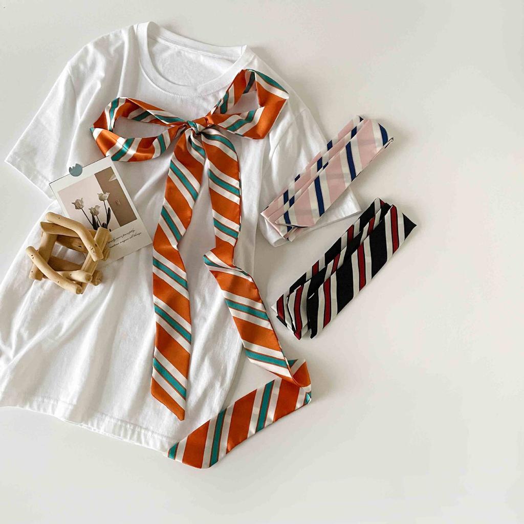 Verlängerter Polka Dot Kleiner Langer Schal, Einfacher Und Vielseitiger Seidenschal Hals, Kleiner Quadratischer Schal, Schlanker Und Schmaler Seidenschal Damen Gebundene Tasche