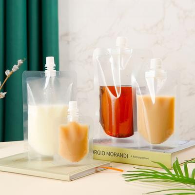 Transparent Self-supporting Suction Nozzle Bag Beverage Soybean Milk Coffee Pouch Disposable Explosion Proof and Leak Proof Sealing Packaging Bags