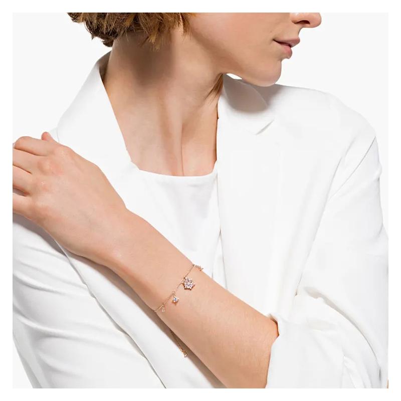 Swarovski Magic Snowflake Pendant Elegant and Sweet Crystal Bracelet Women's Rose Gold Plated 5558186