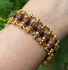 Gold Plated Brass + Natural 5 Mukhi RUDRAKSHA Bracelet Unisex 8 Inch, 5 Faces Lord Shivas Blessed Bracelet Yoga Prayer