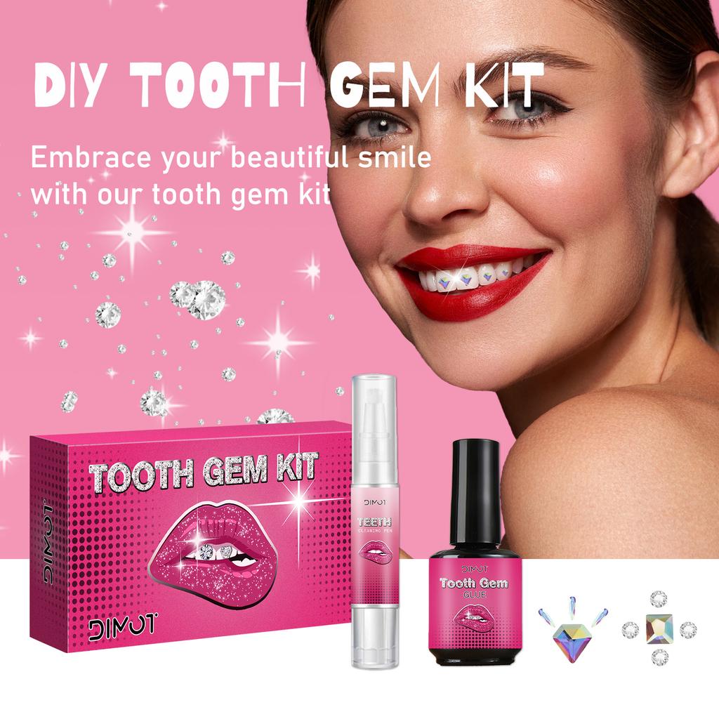 DIY Tooth Gem Kit with DIY Crystals Glue & Light Starter Set for Face Body Temporary Shiny Teeth Jewelry Crystal Accessories