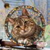 2D Flat Acrylic Cute Cat Stained Decoration , Use No Batteries/Electricity Needed, Unique Indoor/Outdoor Decoration , Multipurpose Traditional