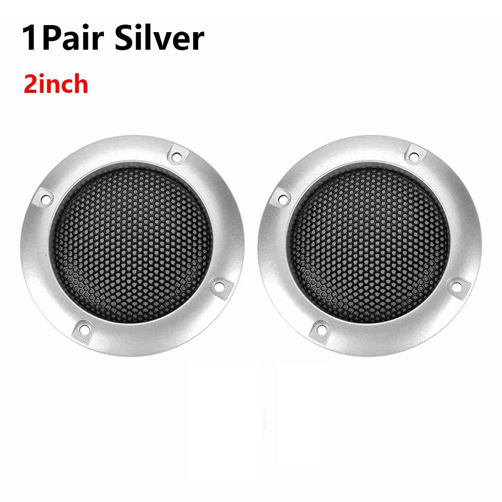 2Pcs Black Gold Silver Speaker Protective Grill Decorative Speaker Mesh Circle Audio DIY Decoration 2pcs silver