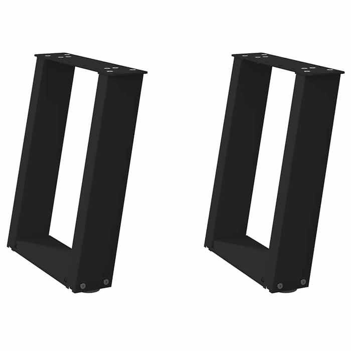 VidaXL Pieds de table basse en U 2 pièces Noir 38 x (42-43) cm Acier 4012760