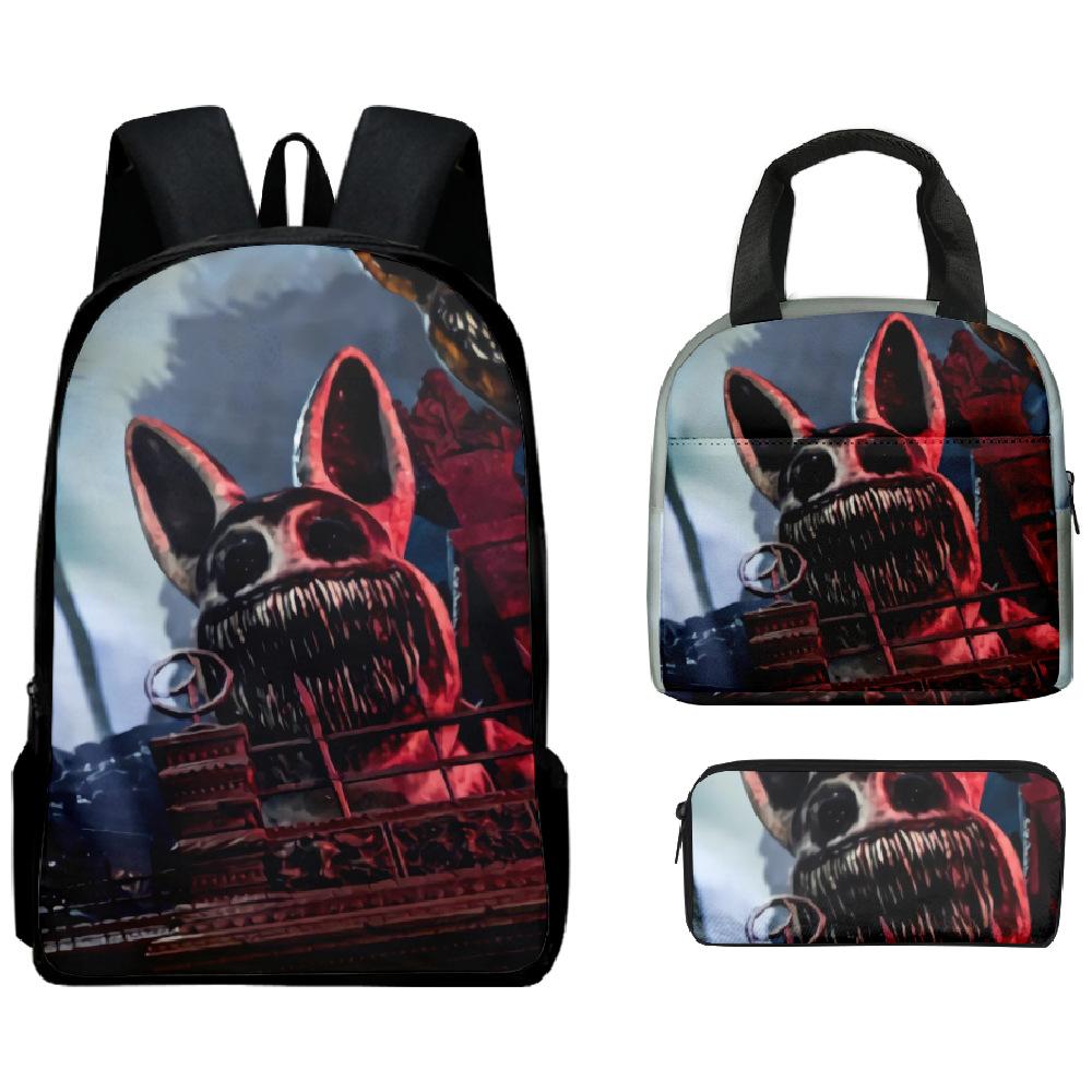 Cartoon Popular Funny Novelty Zoonomaly 3D Print 3pcs/Set Student School Bags Laptop Daypack Backpack Lunch bag Pencil Case