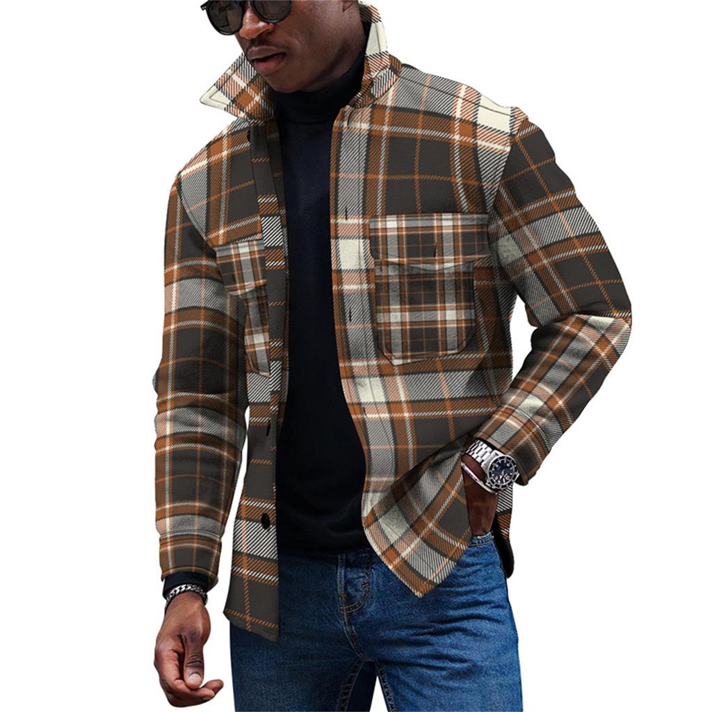 Men's Fashion Trend Daily Casual Printed Long Sleeve Button Down Jacket