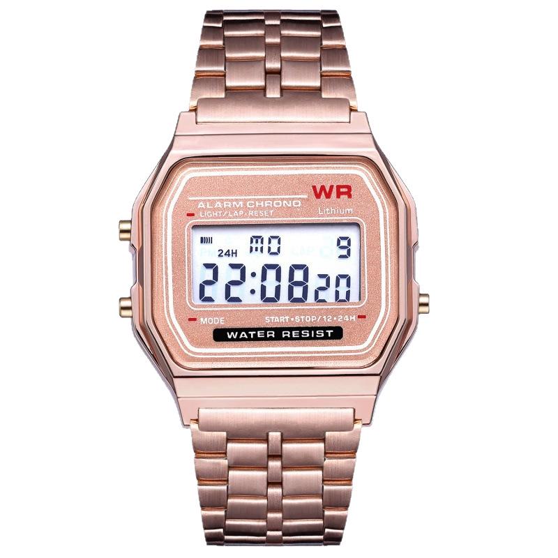 2023 Ultra-Thin Gold and Silver Harajuku Style LED Multi-Function Electronic Watch