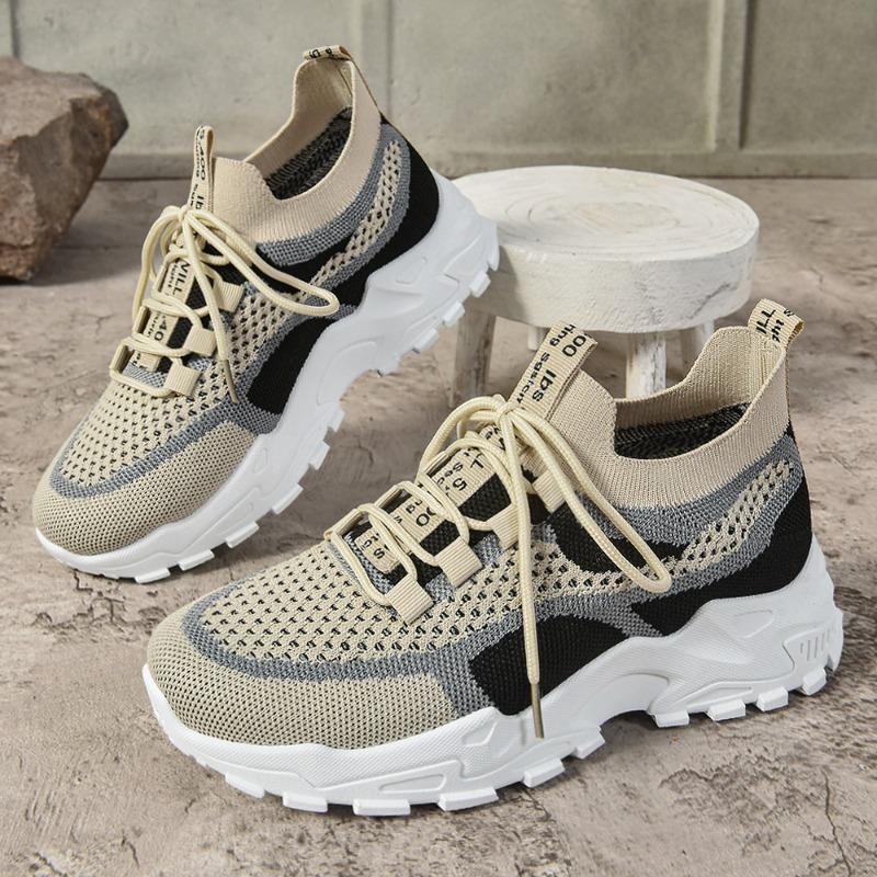 Shoes Women's Fashion Single Shoes Autumn New Casual Shoes Soft Sole Lightweight Dad Shoes Women's Shoes Flying Woven Breathable Mesh Shoes
