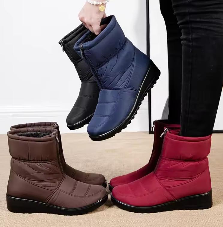 Winter Waterproof Snow Boots for Women Plus Size 35-44 Thick Short Plush Ankle Boots Woman Wedges Warm Cotton Padded Shoes