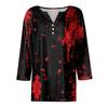 Women's Fashion Casual Halloween Printed V.Neck Short Sleeve Decorative Button Three.quarter Sleeve T-shirt Tor
