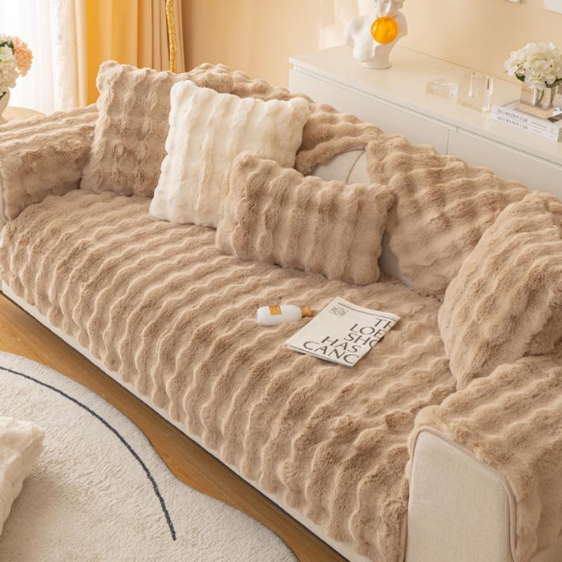 Thick Plush Non-slip Knitted Sofa Cover & Seat Cushion for All Seasons