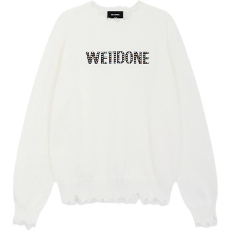 WE11DONE Sweaters Unisex White Crew Neck Moderate Other WD-KT1-25-657-U-