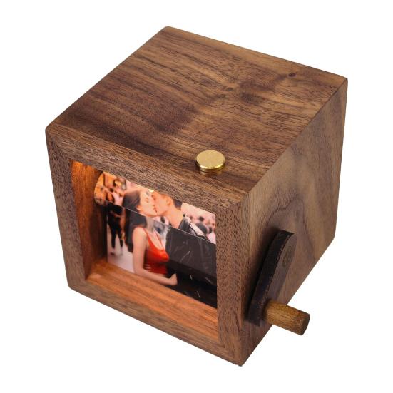 Individuelle Flip-Foto-Box Personalisierter Foto-Flipbook-Rahmen Animationsmaschine Mechanischer Kurbel-Bild-Flipper mit Licht Geburtstagsgeschenke