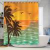 Rideau de douche Palmier au coucher du soleil Décor Plage Tropicale Tissu Polyester Imperméable Impression Soleil Décoration de Maison