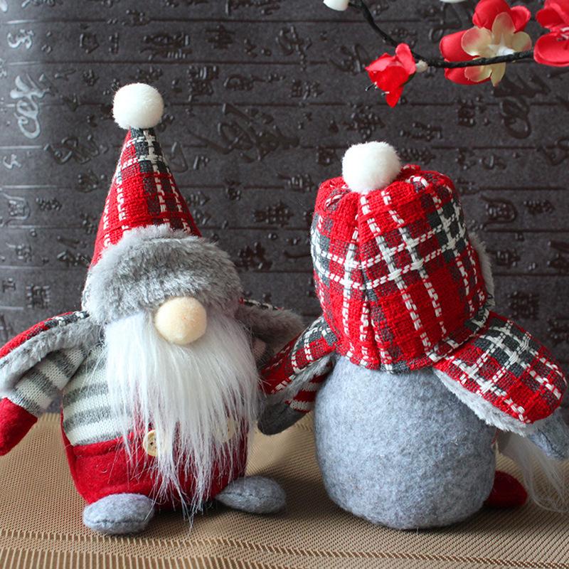Faceless Doll Forest Old Man Ornament Fashion Plaid Hat Old Man Doll Scene Ornament