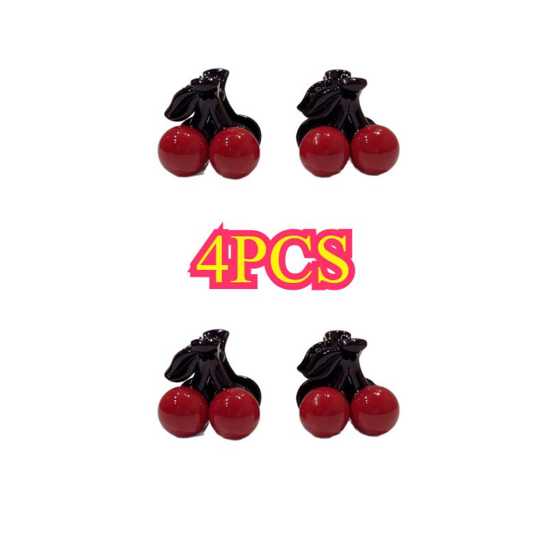 

4pcs small red cherry hair clips, sweet mini clips, multi-purpose bangs, side clips and top clips