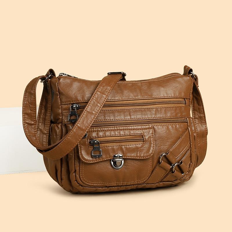 New Trendy Fashion Women's Bag Shoulder Bag Lightweight Pu Soft Leather Crossbody Simple Mother Bag