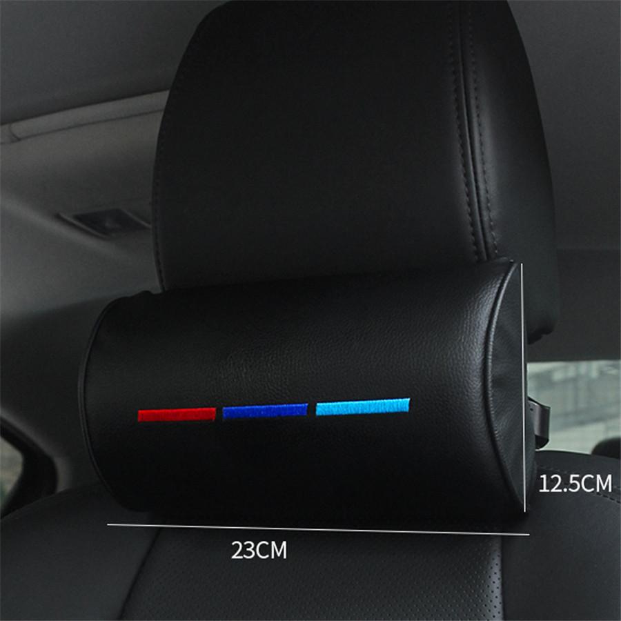 2pc PU Leather Seat Head Neck Rest Pillow for BMW Auto Pillow Headrest Pad