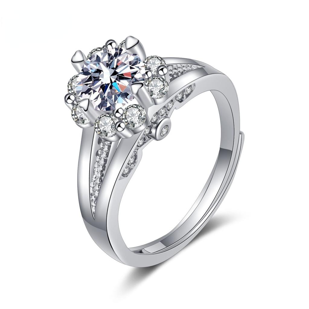 S925 Silver Plated Luxury New Princess Crown Inlaid Zircon Fashion Women 'S Ring Valentine 'S Day Gift Jewelry Wholesale