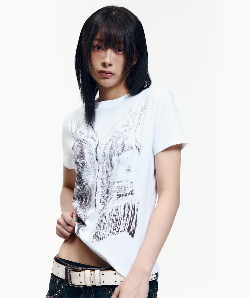 AAKAM Western Vest Half Top (White)