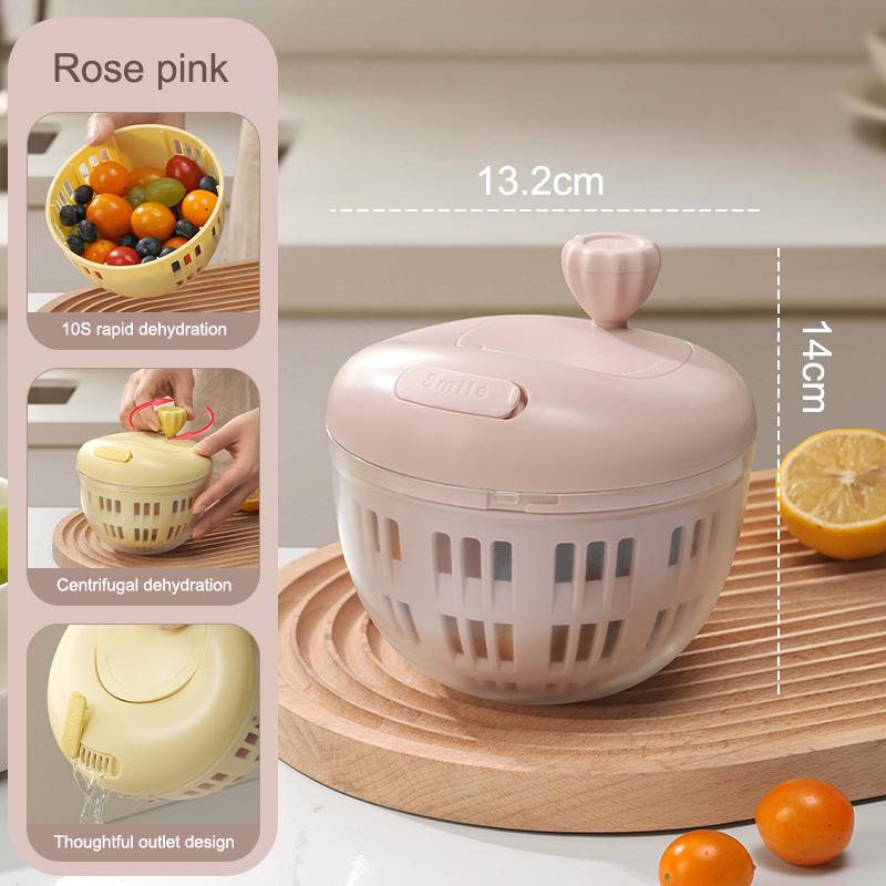 Household Salad Dryer Salad Spinner Vegetable Dehydrator Multi-Function Absorbent Basket Manual Vegetable Dryer Kitchen