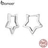 BAMOER 925 Silver Hollowed Star Ear Buckles Geometric Huggie Earrings for Women Minimalist Daily Hypoallergenic Jewelry