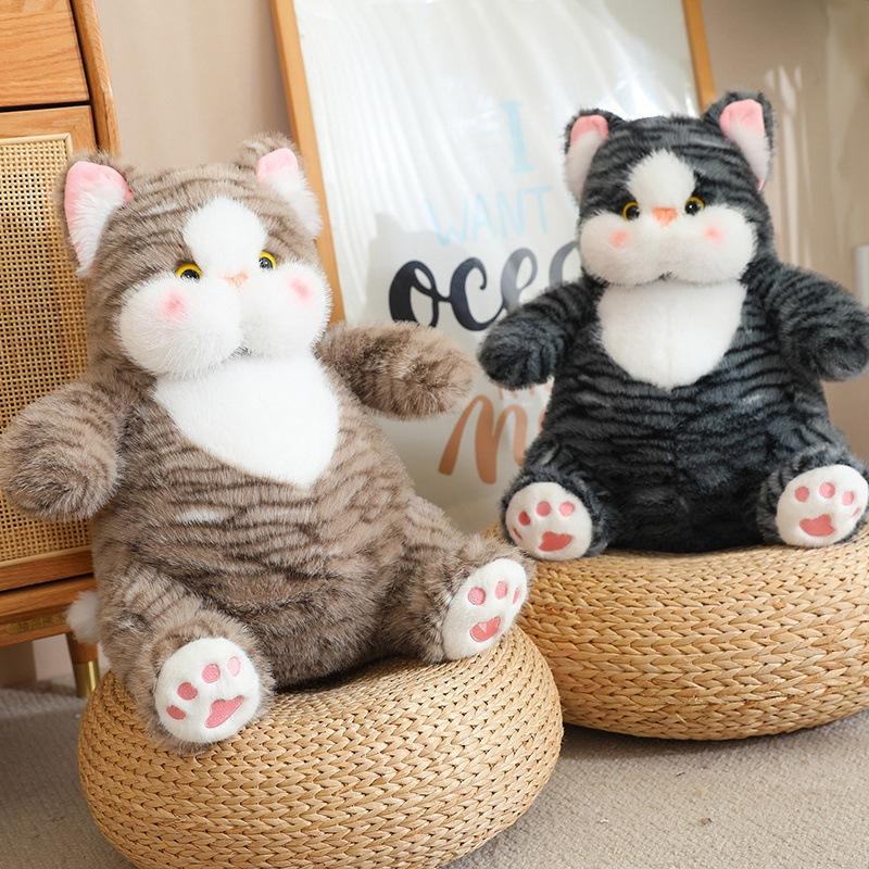 Animal Bobo Cat Plush Toy Doll Simulation Striped Cat Throw Pillow Sitting Doll Child Gift