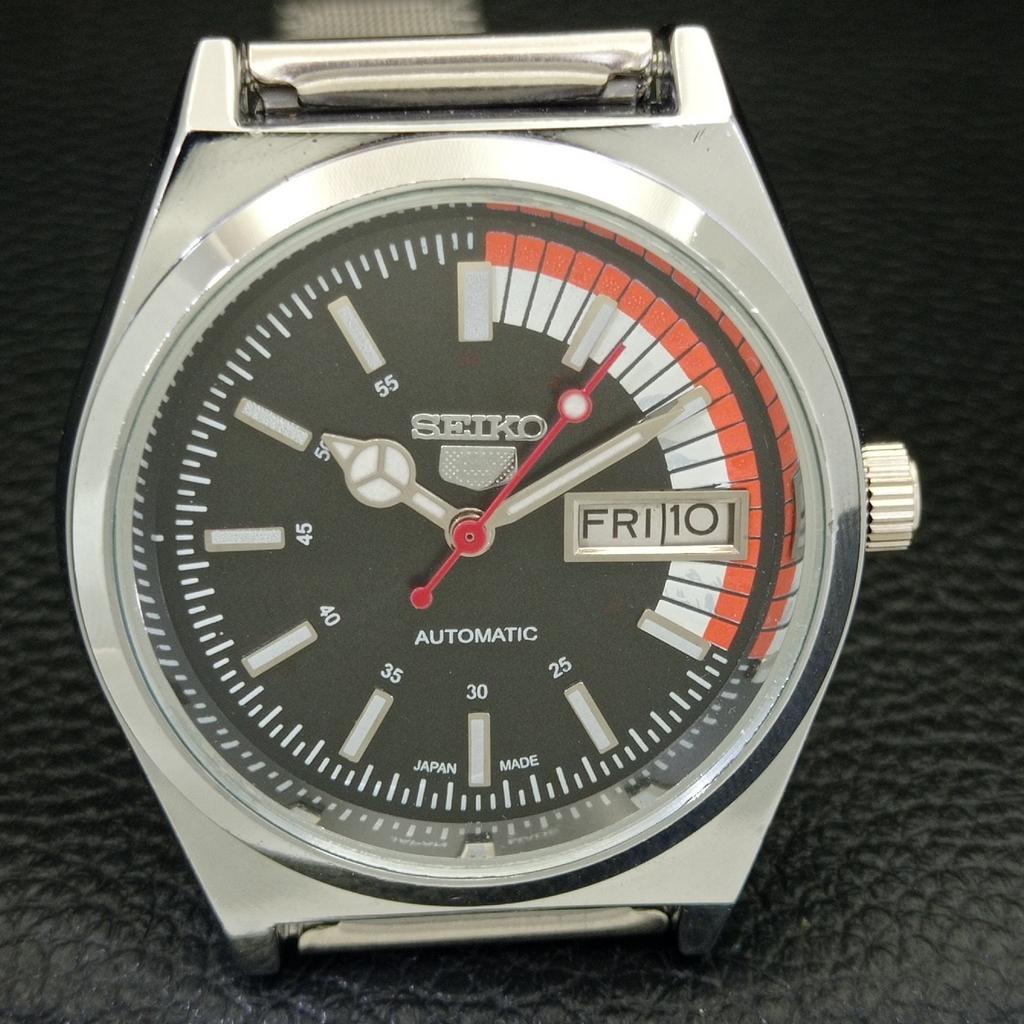 VINTAGE REFURBISHED SEIKO 5 AUTOMATIC 6309A JAPAN MENS BLACK WATCH a440903-4 Sk-a440903