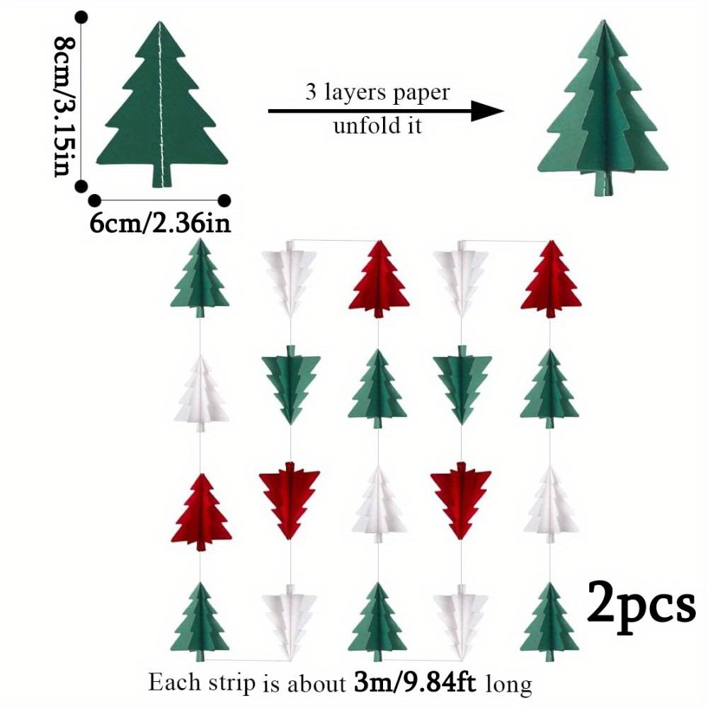 

2 шт. Красные Белые Зеленые Рождественские Украшения 3D Рождественская Елка Бумажные Серпантины Баннер для Вечеринки Гирлянда Украшения для Рождественской Вечеринки Подвесной Декор 2pcs