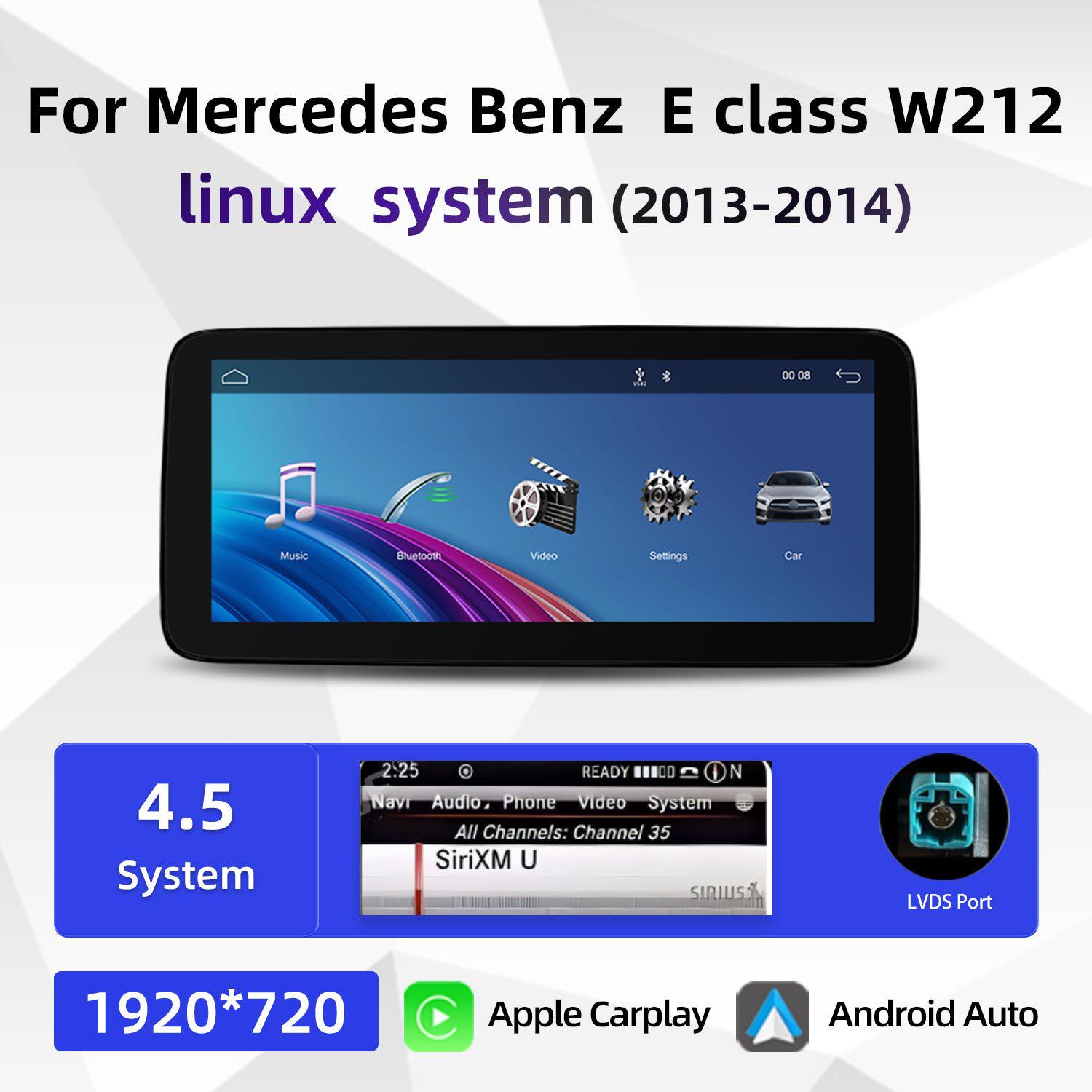 

12.3-inch Mercedes-Benz E-Class W212 Navigation Screen with Backup Camera and CarPlay Right Peptide Right Side Driving