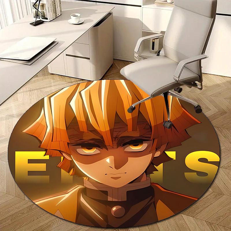 1pc Agatsuma Zenitsu  Print Round Carpet Chair Round Carpet Suitable for Bedroom Living Room Home Decorative Carpet