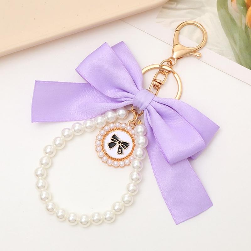 Cute Pearls Butterfly Bows Hanging Ornament For Bags Stylish Black Accessory Bag Charm Pendant Enhancing Your Look