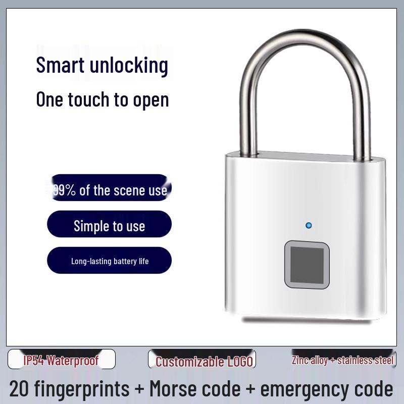 Waterproof Anti-Theft Fingerprint Smart Padlock - Stainless Steel Outdoor Lock