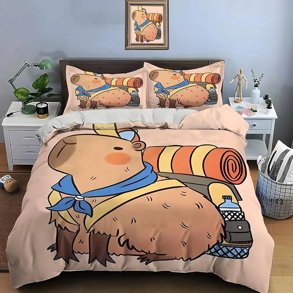 3D Cute Cartoon Capybara Print Bedding Set Duvet Cover 1 Duvet Cover 2 Pillowcases Adult and Children Bedding Set Luxury Gifts