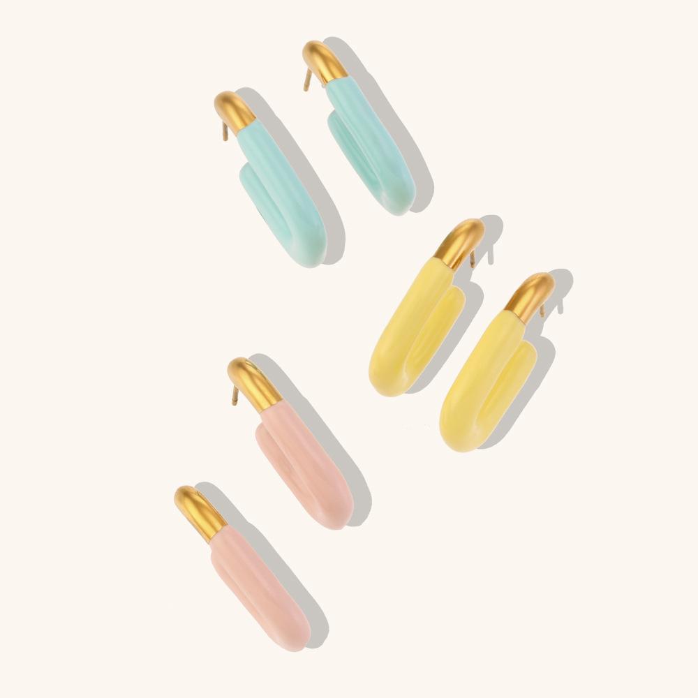Trendy Y2K U-Shaped 18K Gold Plated Stainless Steel Earrings for Women