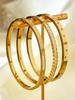 Personalised Light Luxury Inlaid Zirconia Shiny Stainless Steel 18K Gold Plated Bracelet, Stacking Couple Mangosteen Bracelet
