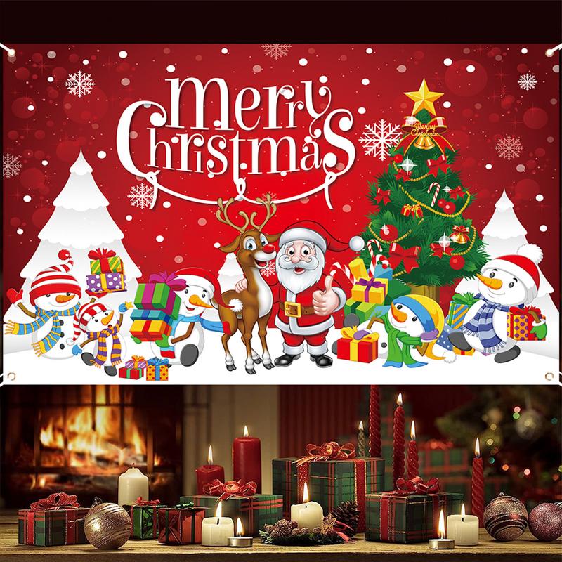 Christmas Banner Backdrop Christmas Wall Banner Backdrop Santa Claus Elk Snowman Backdrops For Family Photography Props