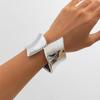 Hip Hop Metal Wide Cuff Bangles Punk Fashion Gold Silver Color Geometric Spring Bangles For Women Bracelet Men Jewelry
