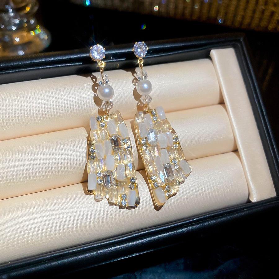 Srebrne Kolczyki Geometryczne z Cyrkoniami: Luksusowa, wysokiej klasy biżuteria w europejskim stylu dworskim dla kobiet