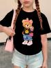 2026 Y2k Hip Hop Bear Fun TShirt Childrens Pure Cotton Round Neck Short Sleeve Boys Girls SpringSummer Fashion Casual Top