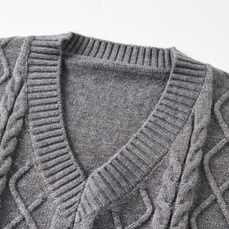 Men's Winter Knit Vest, V-Neck Sleeveless Sweater, Warm Fleece Lined, Casual Layering, 6 Colors