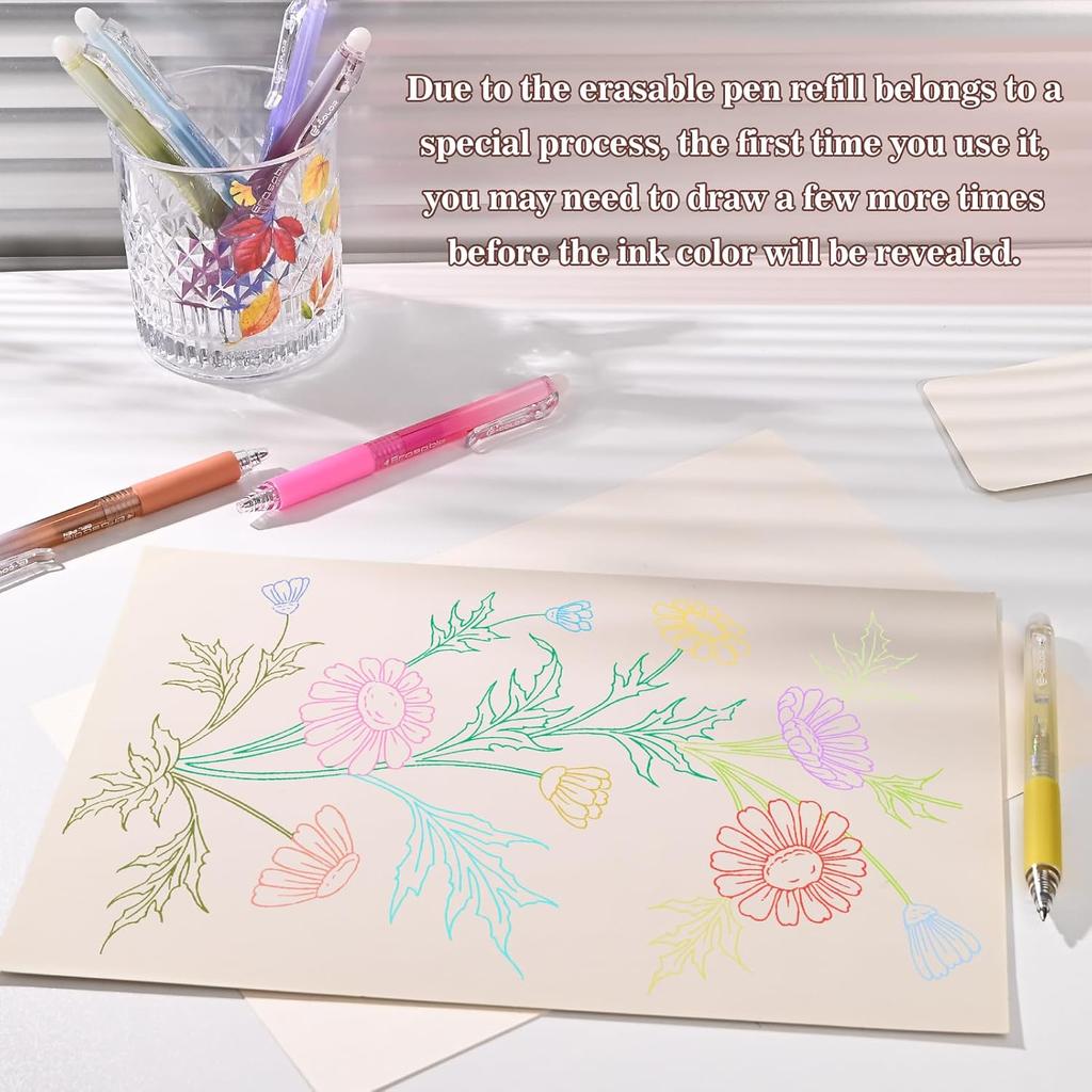 BAYTORY 36Pcs Colored Erasable Gel Pens, Fine Point 0.7mm, Retractable Assorted Colors Pen with Eraser, Smooth Writing Erasable Pens for Crossword