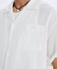 TAKEASY Linen-Like Roll-Up Half Shirt (White)