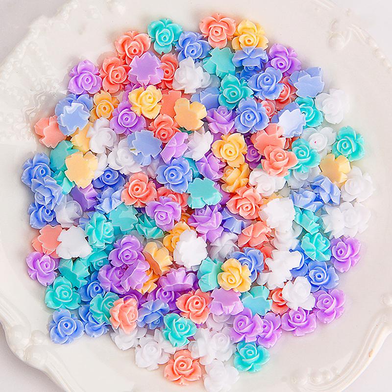 50Pcs 3D Mini Flower Flatback Resin Accessories Diy Craft Phone Patches Material